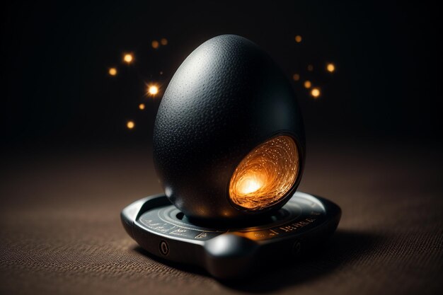 Eggs inside a glass ball on the desktop under natural light closeup creative wallpaper background