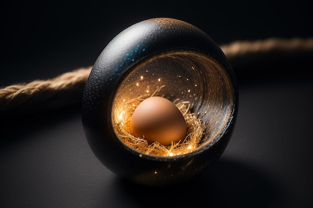 Яйца внутри стеклянного шара на рабочем столе под естественным светом крупный план творческий фон обоев