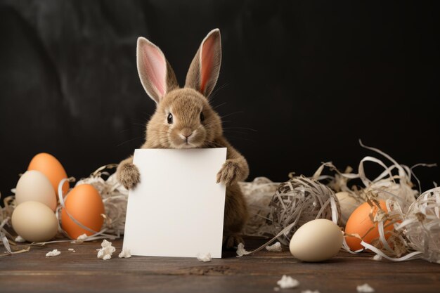 ウサギと紙の近くの卵