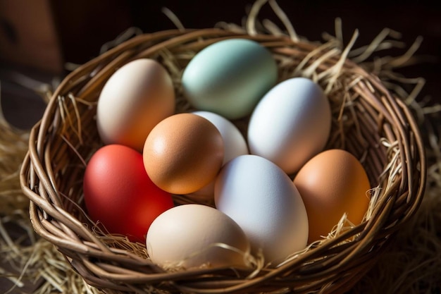 Яйца в гнезде на черном фоне