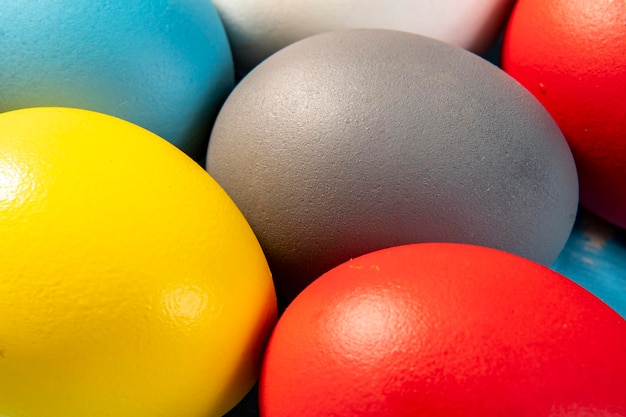 Eggs painted in different colors to symbolize the passage of Christian Easter