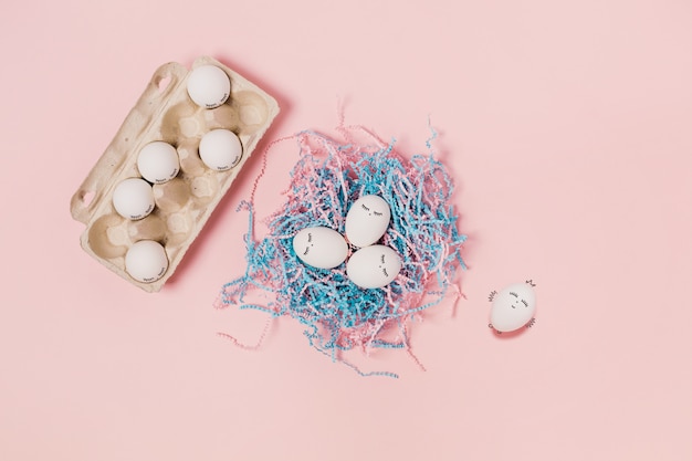 Eggs on a pink background