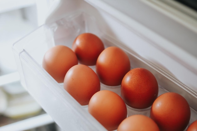 eggs on th fridge background