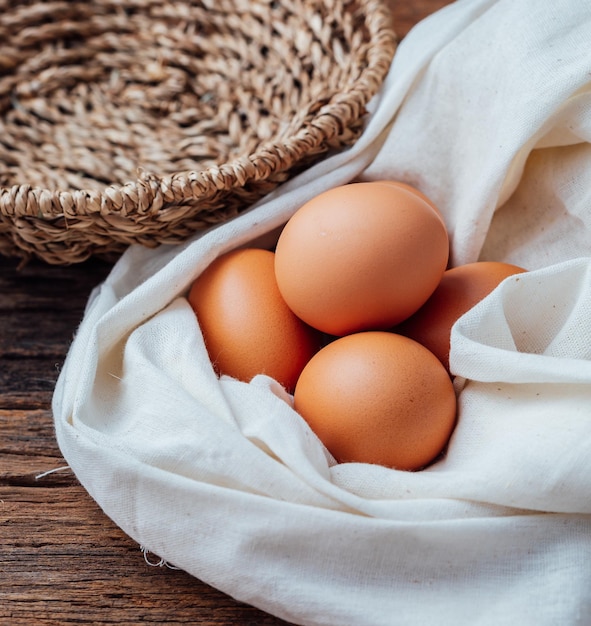 eggs on wooden background