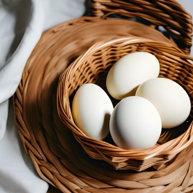 eggs in the wooden bucket