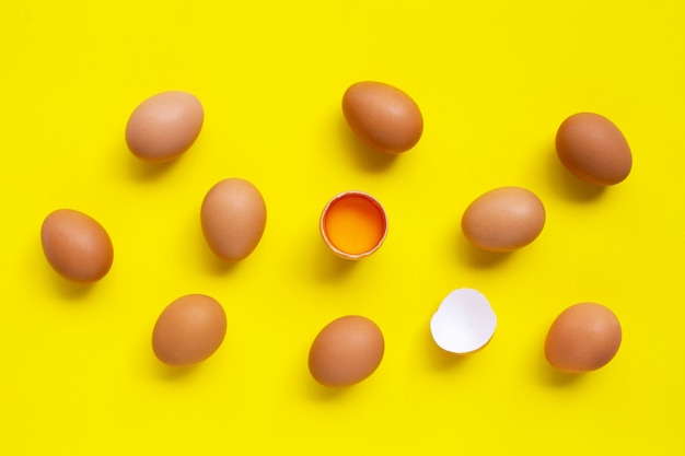 Eggs on yellow. 