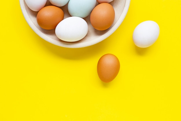 Eggs on yellow. 