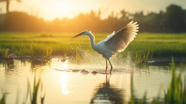 Photo egret at morning