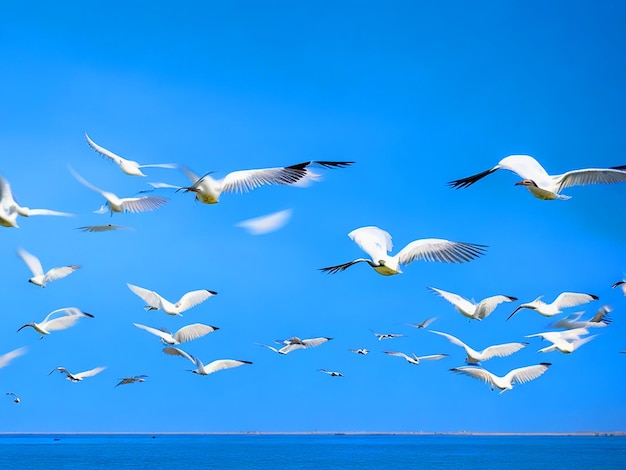 Photo egretta gazette birds flying in rows in the sky