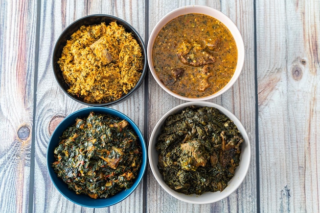 Egusi Ogbonno Vegetable and Afang soup Nigerian sauces and soups