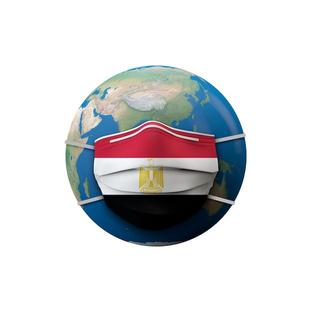 Egypt flag protective medical mask d rendering