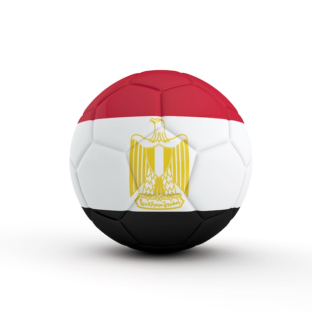 평범한 흰색 배경 3D 렌더링에 대해 이집트 국기 축구 축구