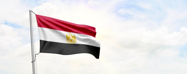 Egypt flag waving on sky background 3D Rendering