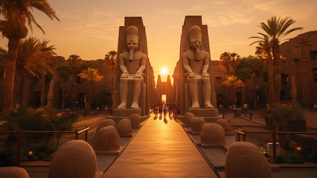 Egypt luxor temple entrance showcases a sunset