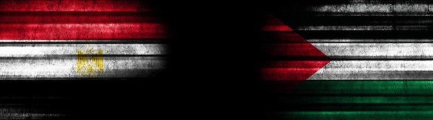 Egypt and palestine flags on black background