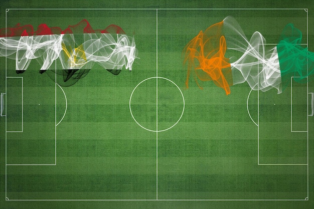 이집트 대 아이보리 코스트 축구 경기 국가 색상 국기 축구장 축구 경기 경쟁 개념 복사 공간