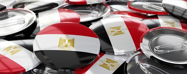 Egypte ronde badges met landvlag stemming verkiezingsconcept 3D illustratie