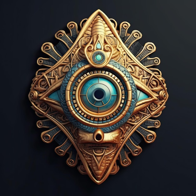 Egyptian eye realistic 3d in the style of sculptural aesthetics fantasy illustration Generative AI