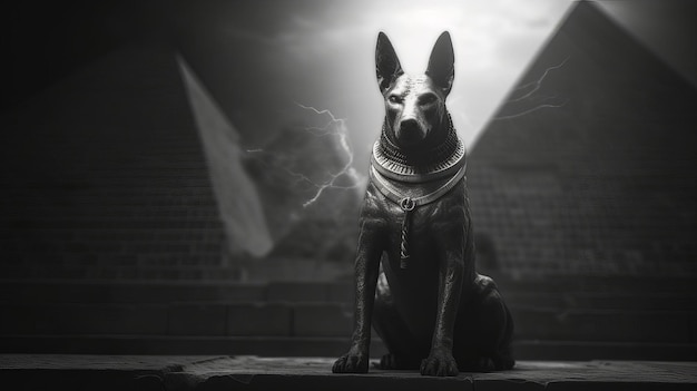 Photo egyptian god anubis dark noir style