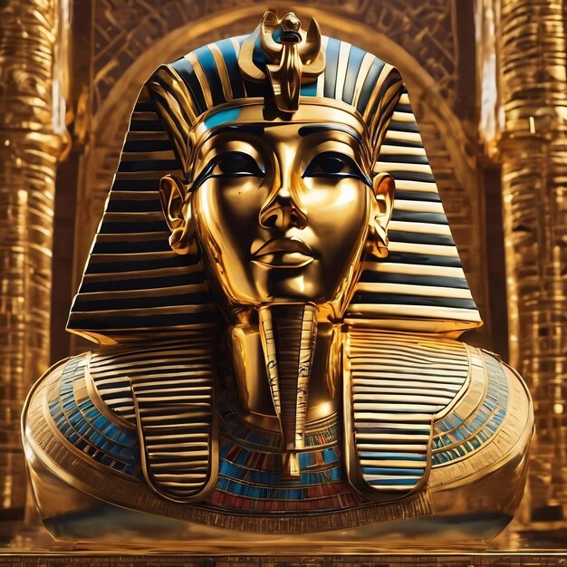 Egyptian golden pharaohs mask travel to egypt concept egyptian casket