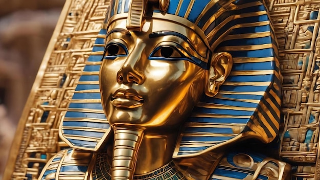 Egyptian golden pharaohs mask travel to egypt concept egyptian casket