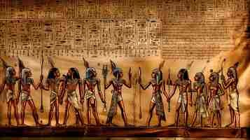 Photo egyptian hieroglyphphic paintings in the temple of horus luxor egypt