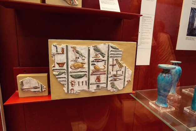 Egyptian hieroglyphs ceramic plate british museum london uk