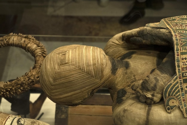 Egyptian mummy head close up