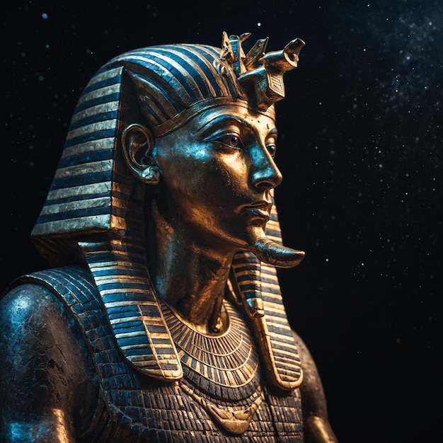 Photo egyptian pharaoh against the background of the starry sky