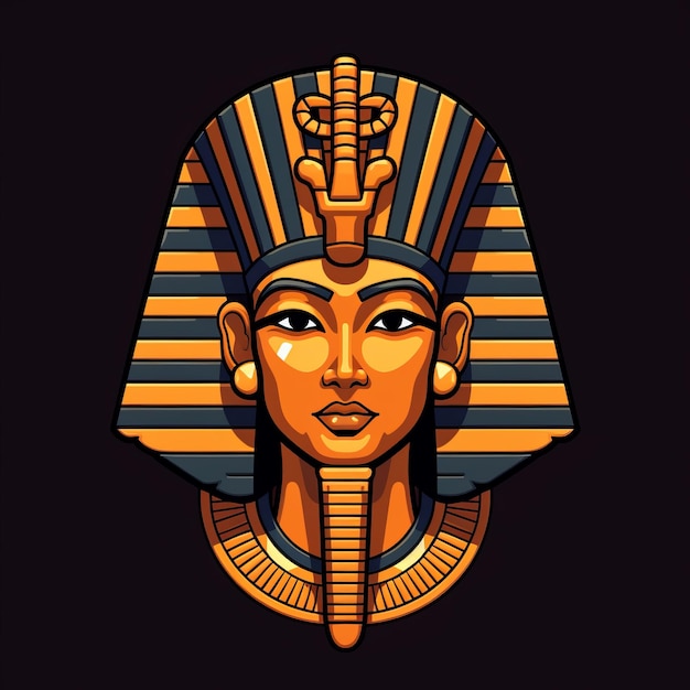 Egyptian Pharaoh Head With Golden Eyes Vector Illustration
