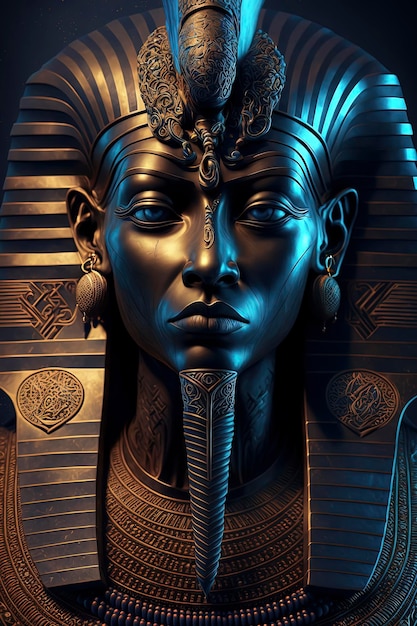 エジプトのファラオの墓 ミディアムショット テラコッタ ツタンカーメン エジプト AIGenerated