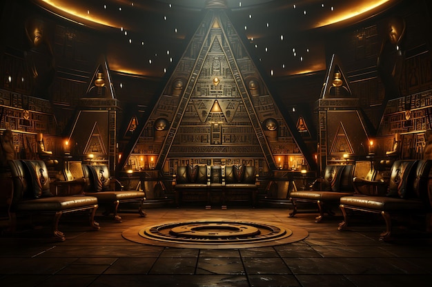 Egyptian Pyramid Hieroglyphics Pharaohs Throne Ankh Symbol Y Creative Design Live Stream Background