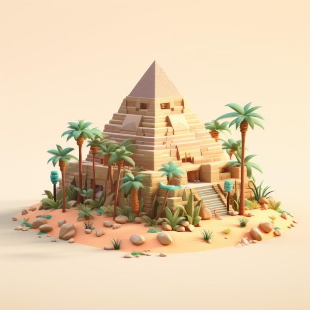 Egyptian Pyramid Landscape 3d illustration