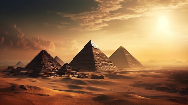 Egyptian pyramids in the desert Generative Ai