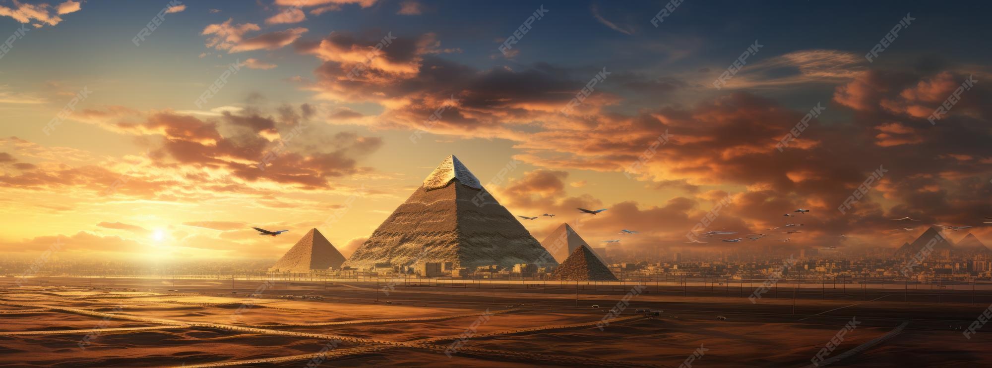 Premium AI Image Egyptian pyramids in a futuristic world of the future