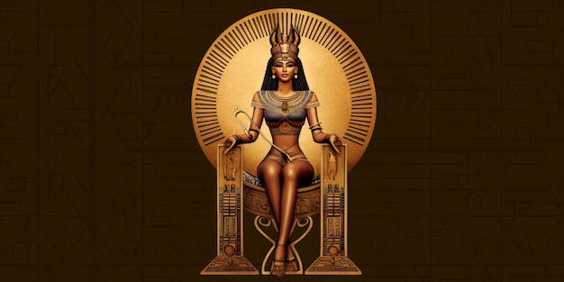 Egyptian queen Cleopatra sitting on a throne