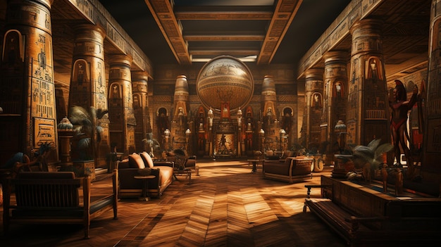 Photo an egyptian room generative ai