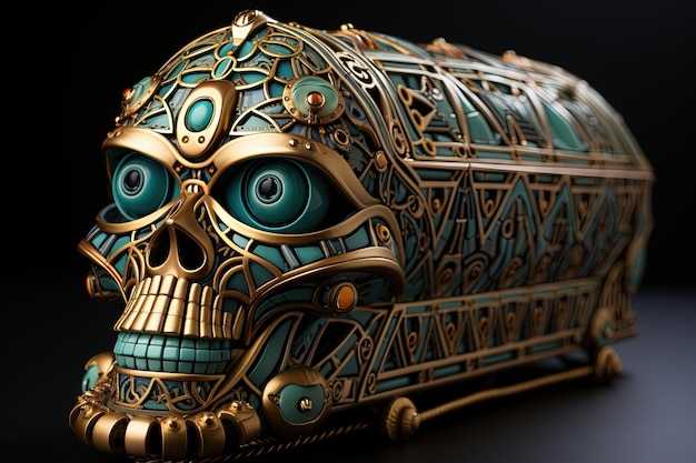 Egyptian sarcophagus gaudi inspired illustration generative ai