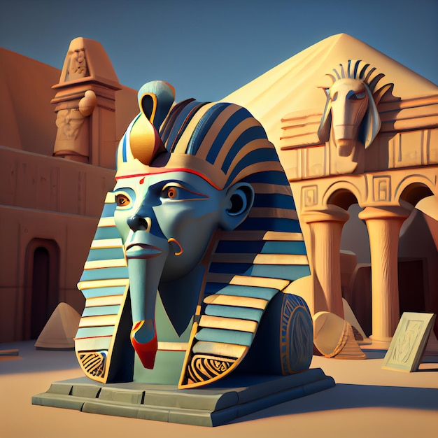 룩소르 이집트 3D 렌더링의 이집트 스핑크스