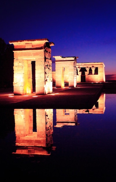 Egyptian Temple Debod at night Egyptian Temple in Madrid