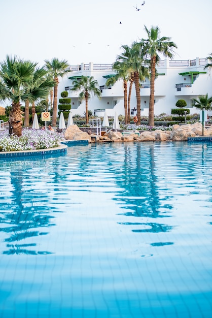 Egyptian tropical hotel with swimming pool