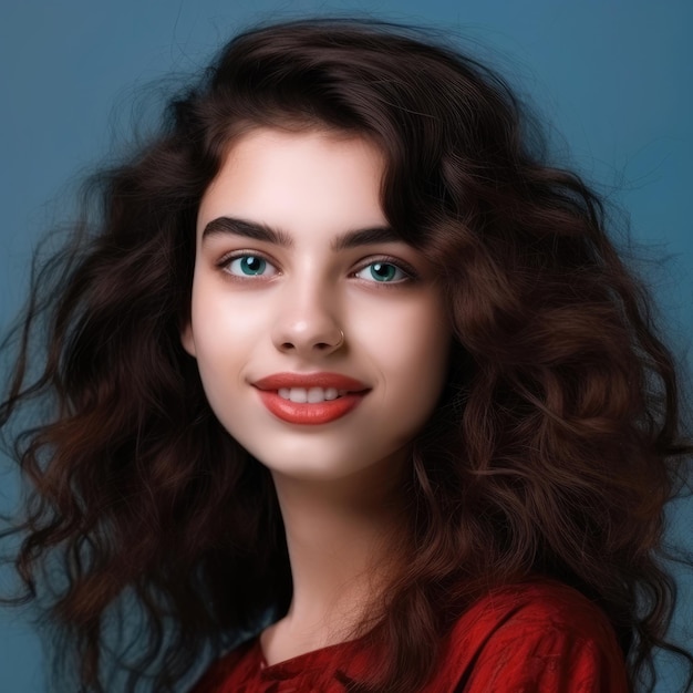 Egyptian woman with brown hair smile