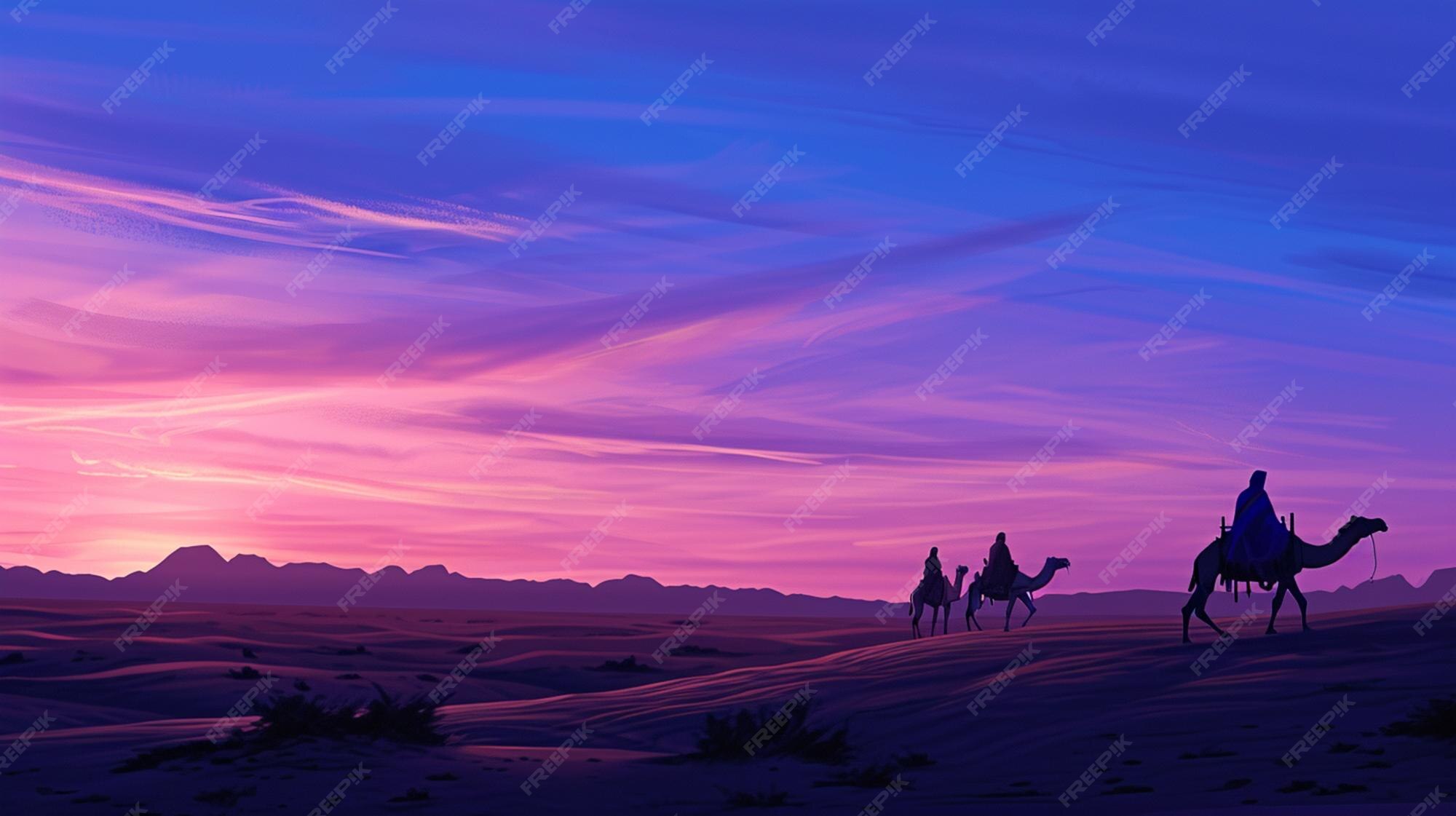 Premium Photo | Egyptians ride camels through the tranquil desert the