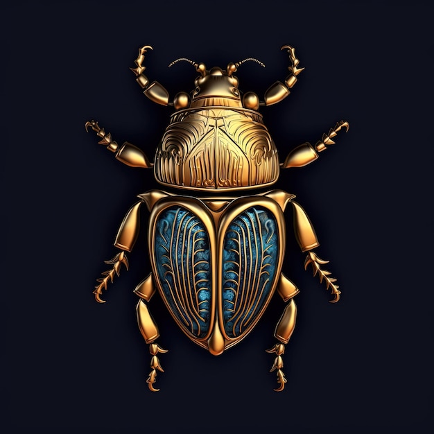 Foto egyptisch symbool van een gouden scarab egyptische scarab gouden symbool van de farao goden ra zon mythologie t-shirt ontwerp generatieve ai