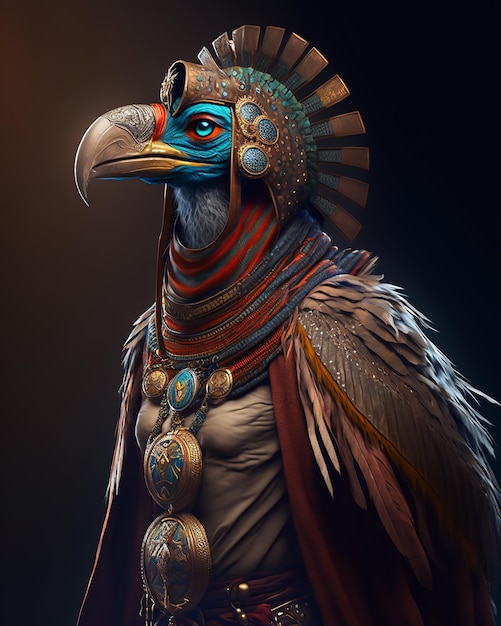 Egyptische farao Horus godstrijder in koninklijke kostuums en accessoires