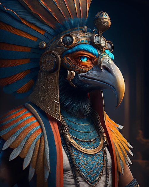 Egyptische farao Horus godstrijder in koninklijke kostuums en accessoires