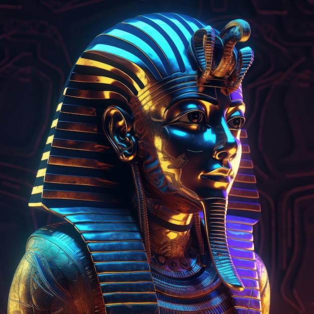 Egyptische farao Hyperrealistische gloeiende afbeelding generatieve AI