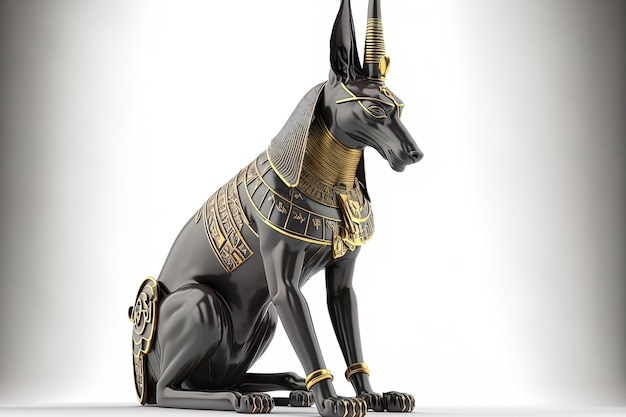 Egyptische god Anubis geïsoleerd afgebeeld tegen een witte achtergrond