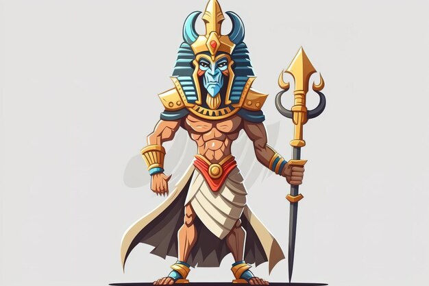Egyptische god figuur geïsoleerd op een witte achtergrond