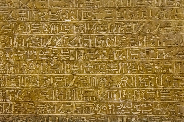 Egyptische oude hiërogliefen op de stenen muur